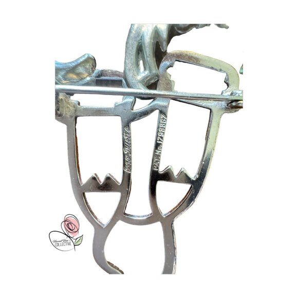 Vintage Coro Duette Brooch Pin Enameled Parrots & Rhinestones 1940s Jewelry - Picture 5 of 7